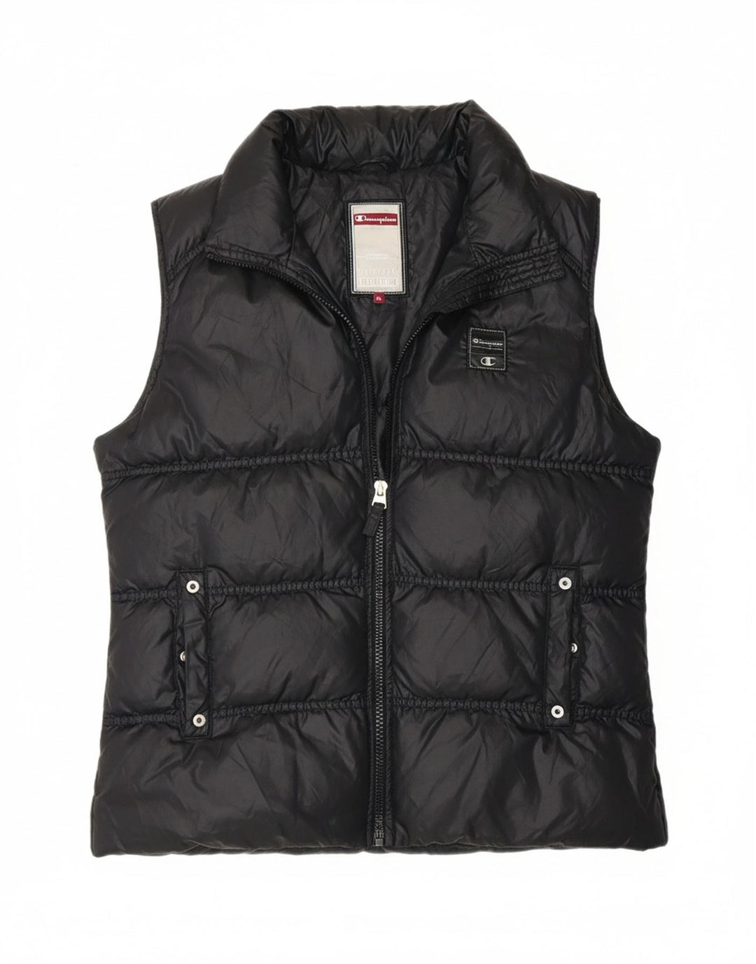 CHAMPION Womens Padded Gilet UK 18 XL Black Polyester Vintage Champion and Second-Hand Champion from Messina Hembry 