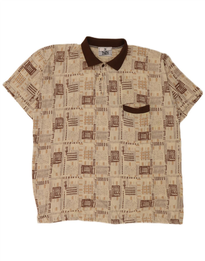 Vintage Mens Polo Shirt XL Beige Viscose