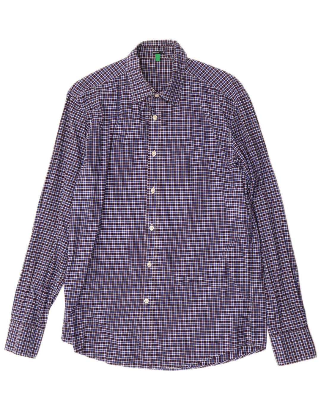 Benetton Herre Regular Fit skjorte Medium Blue Check