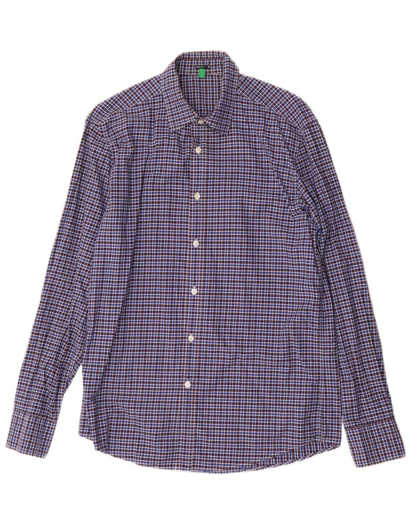 Benetton Herre Regular Fit skjorte Medium Blue Check