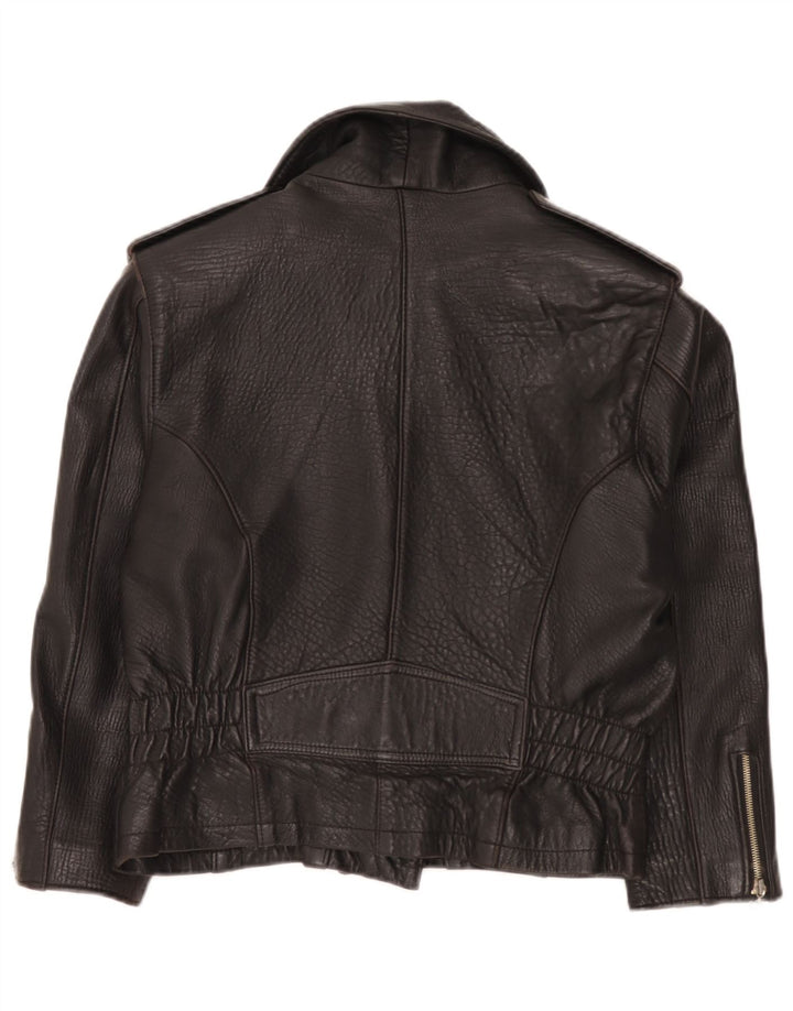 Chevignon Damen Leder Bikerjacke UK 14 Medium Schwarz