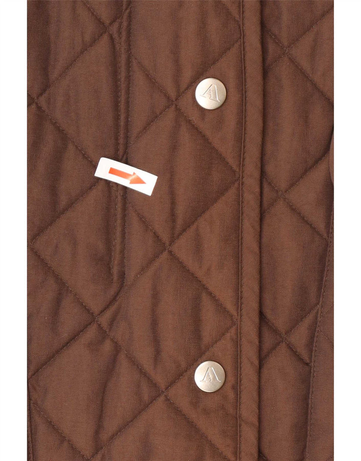 Aquascutum Womens Quilted Jacket UK 16 Large Brown Nylon