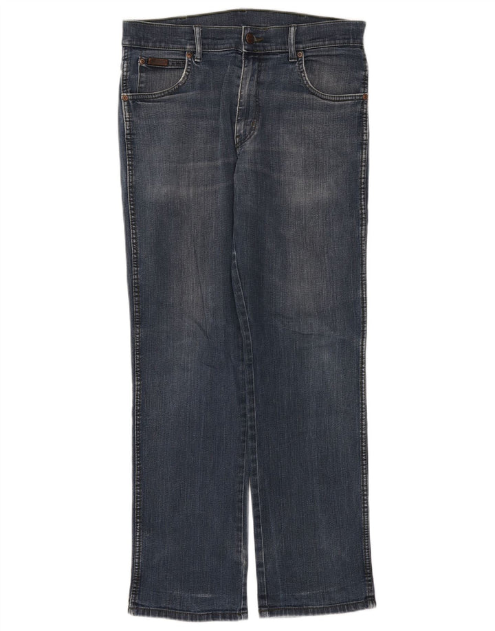 WRANGLER Mens Texas Stretch Straight Jeans W32 L30 Blue Cotton