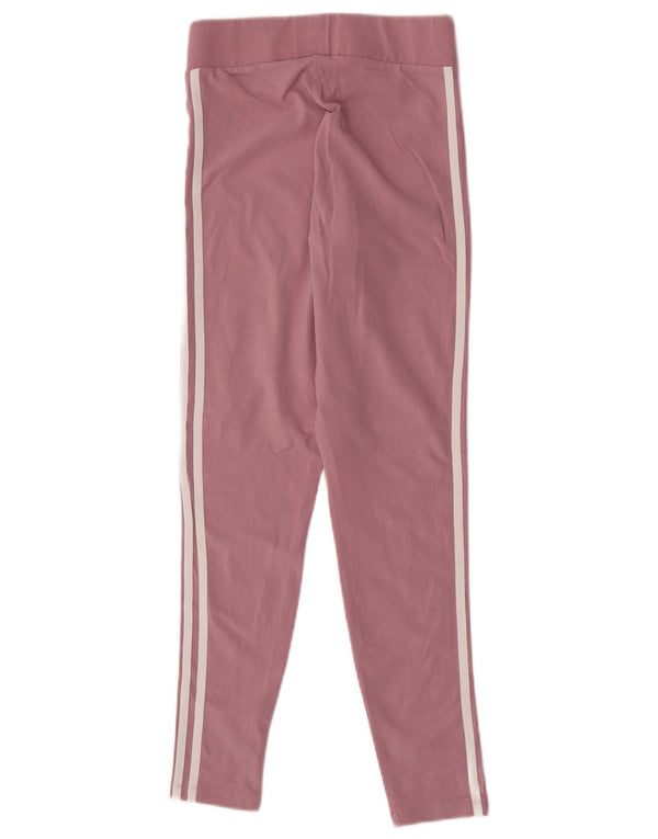 Adidas Womens Graphic Leggings UK 10 Small Pink Striped Cotton Sports