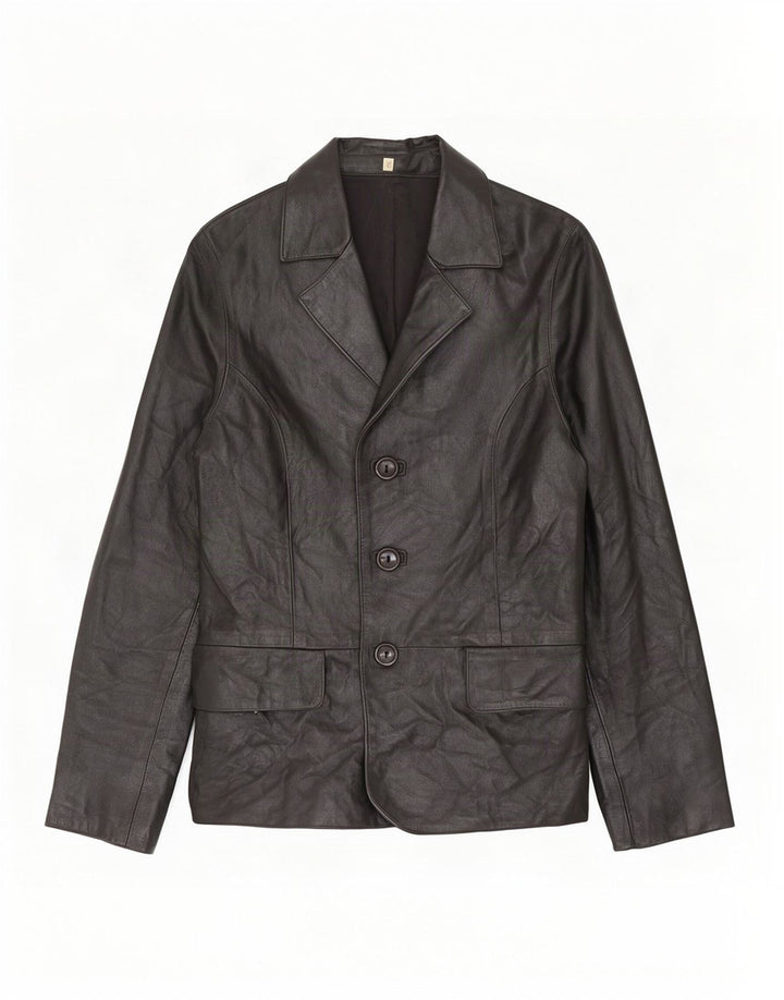 Vintage mujer chaqueta de cuero Reino Unido 10 pequeño negro