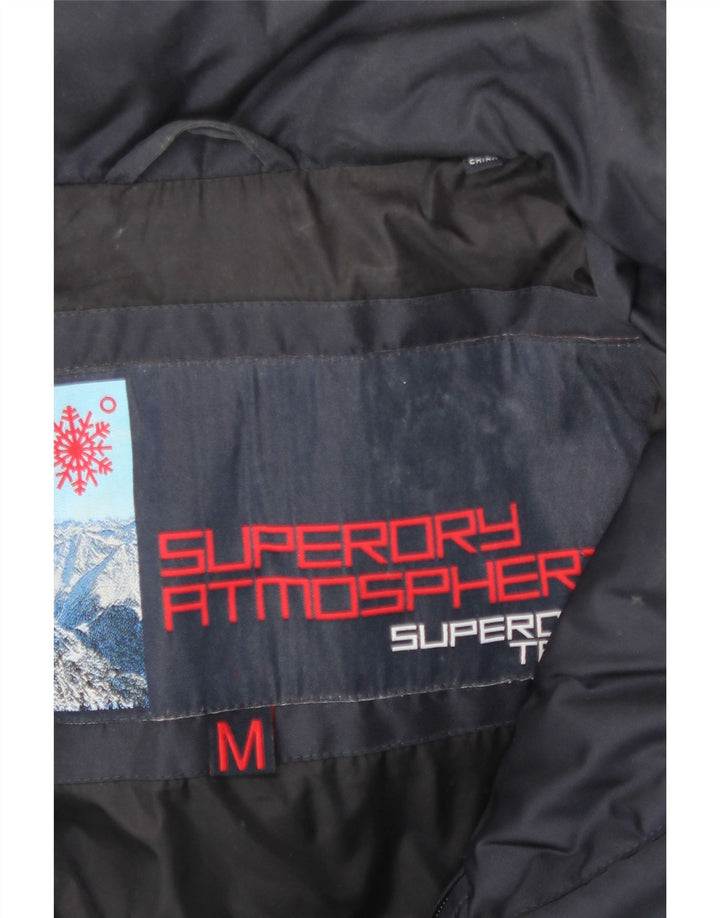 Superdry Womens Graphic Hooded Padded Jacket UK 12 Medium Navy Blue Nylon