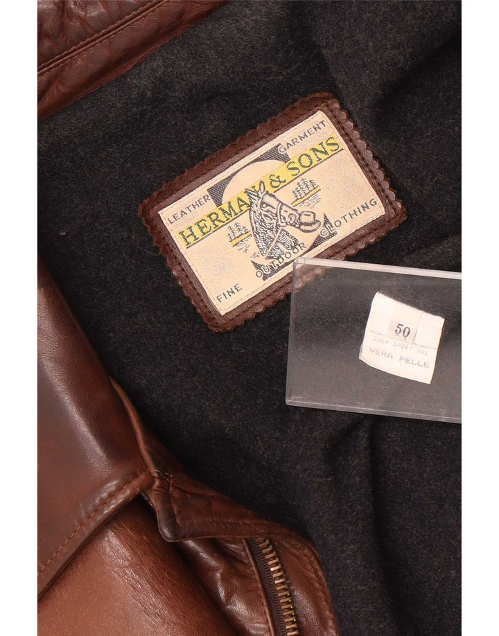 Herman & Sons Mens Leather Jacket IT 50 Large Brown
