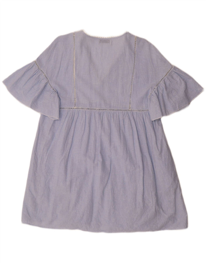 ZARA Womens Shift Dress UK 14 Medium Blue Pinstripe