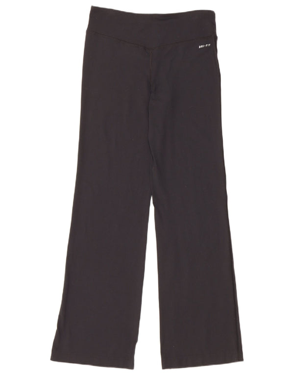 Nike Womens Dri Fit Wide Leg Tracksuit Trousers UK 6 XS Black Nylon