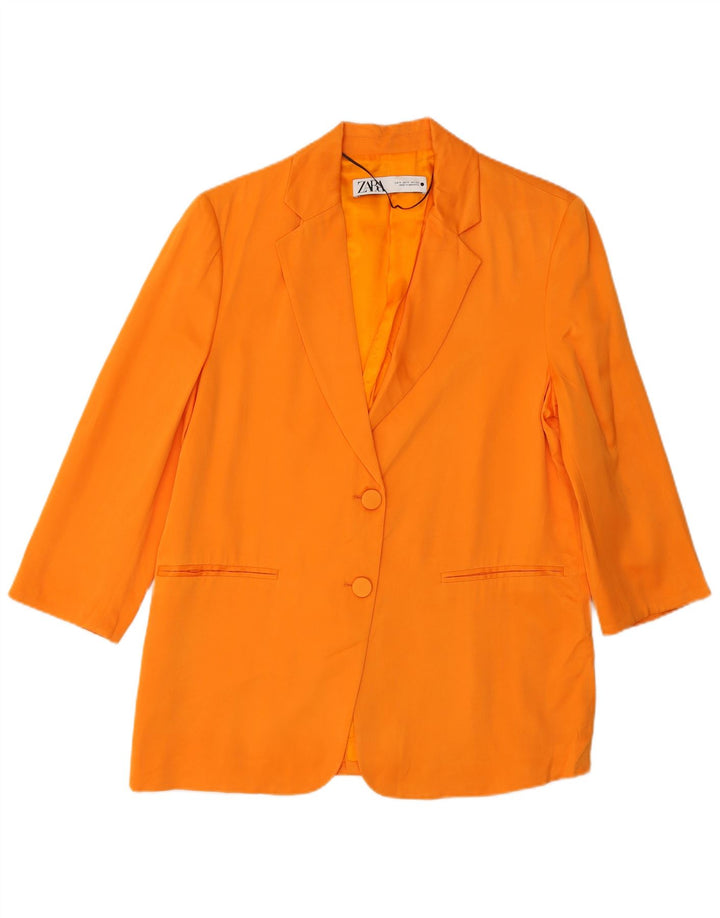 Zara Veste blazer surdimensionnée à 2 boutons pour femme UK 10 Petite viscose orange