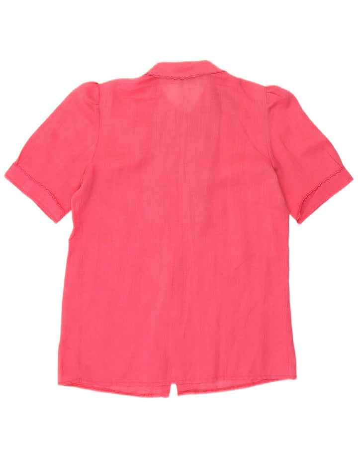 VINTAGE Womens Short Sleeve Shirt Blouse IT 44 Medium Pink