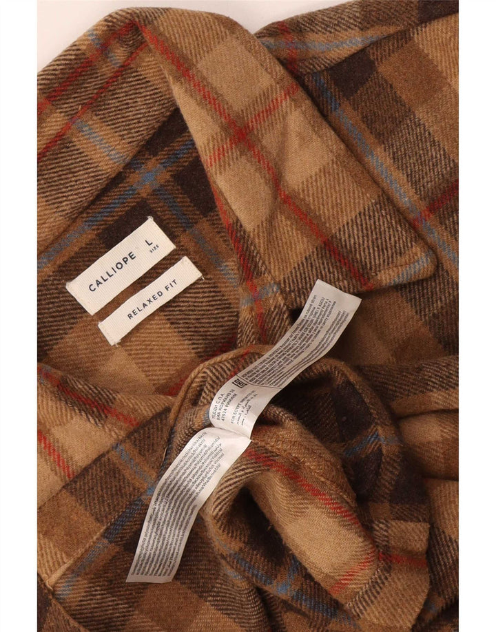 Calliope Mens Relaxed Fit Flannel Shirt Large Brown Check Polyester