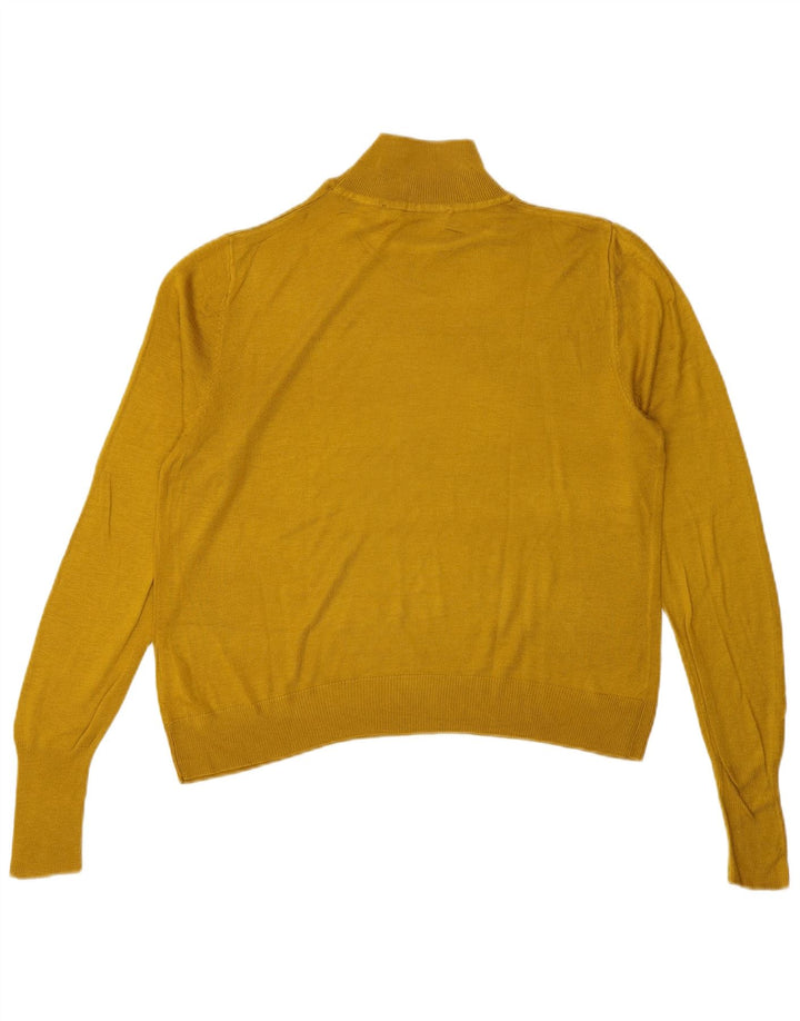 Zara Womens Oversized Turtle Neck Jumper Sweater UK 10 Small Yellow Viscose
