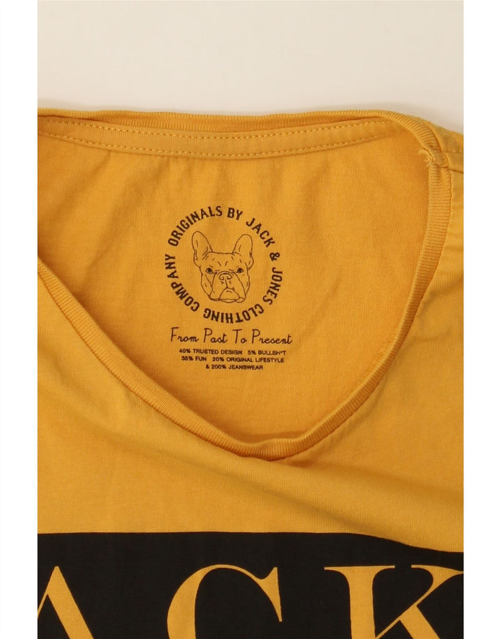 JACK & JONES Mens Graphic T-Shirt Top Medium Yellow Cotton Vintage Jack & Jones and Second-Hand Jack & Jones from Messina Hembry 