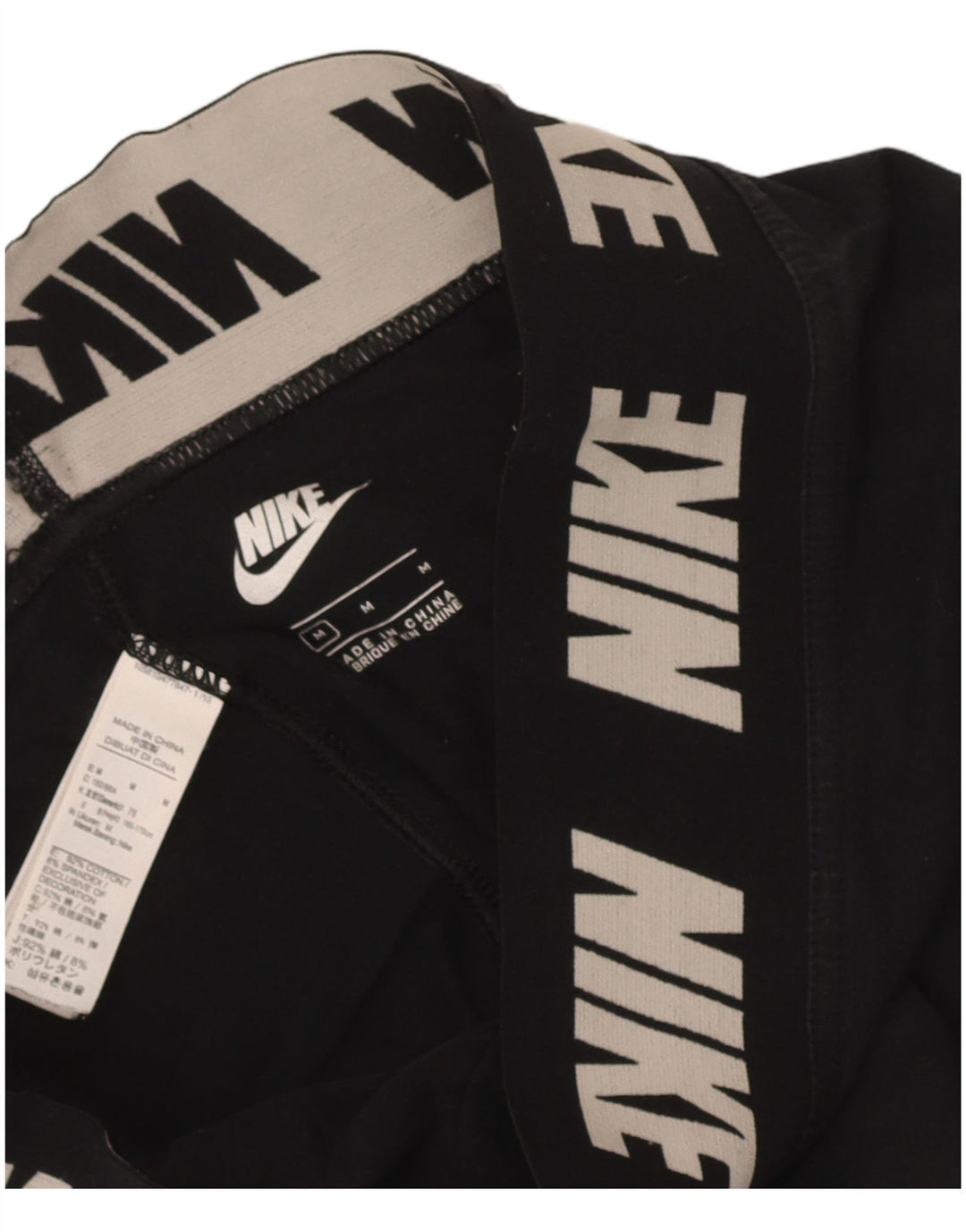 Nike Womens Graphic Leggings UK 12 Medium Black Cotton