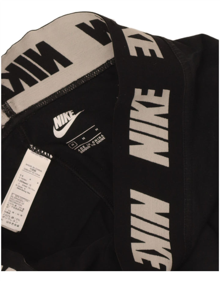 Nike Womens Graphic Leggings UK 12 Medium Black Cotton