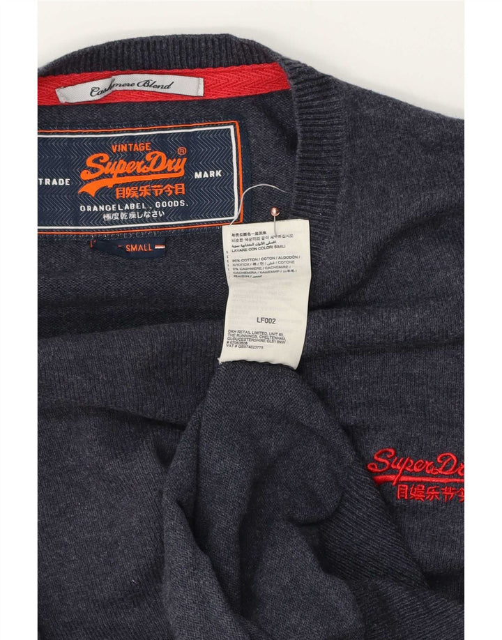 Superdry Mens Crew Neck Jumper Sweater Small Navy Blue Cotton
