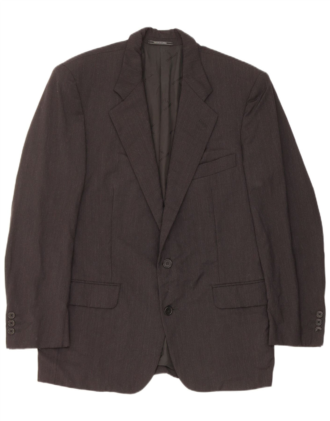 Giacca Blazer 2 Bottoni Trussardi Uomo IT 48 Media Nera Lana Vergine