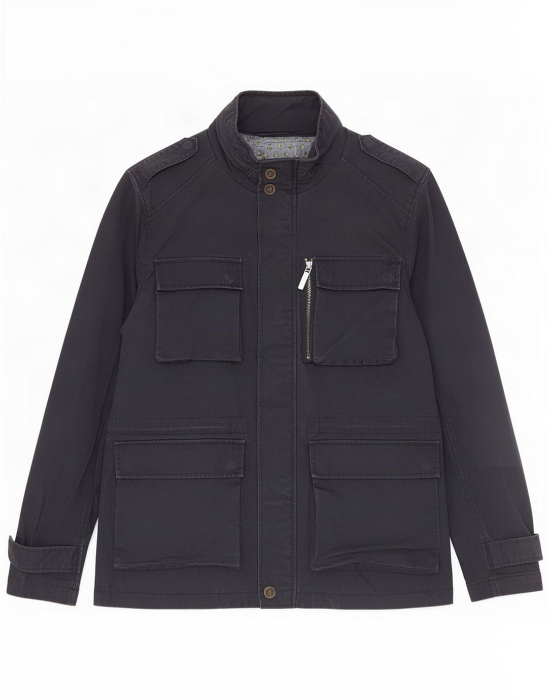 Ted Baker Mens Hooded Military Jacket Size 3 Medium Navy Blue Cotton