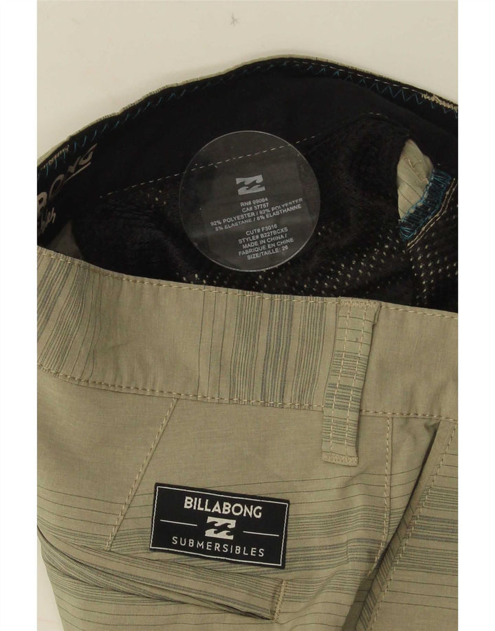 Billabong Mens Chino Shorts W26 Small Khaki Striped Polyester