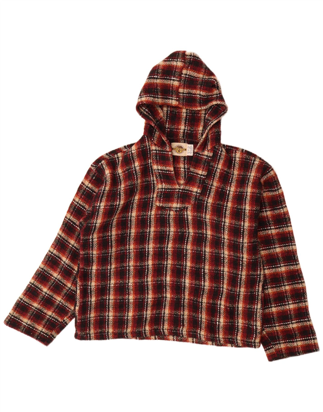 Earth Ragz Ανδρικό Hoodie Jumper Medium Red Check Polyester Hippie