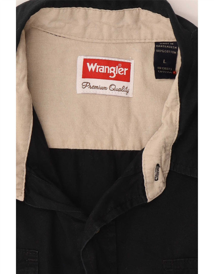 Wrangler Herren-Kurzarmhemd, groß, aus schwarzer Baumwolle