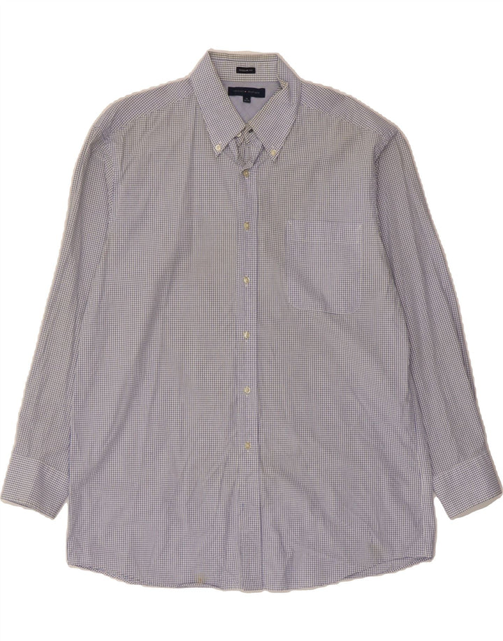 TOMMY HILFIGER Mens Regular Fit Shirt Size 16 Large Blue Check Cotton Vintage Tommy Hilfiger and Second-Hand Tommy Hilfiger from Messina Hembry 