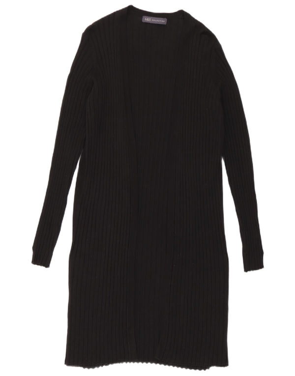 Marks & Spencer Damen Longline Open Cardigan Pullover UK 10 Small Schwarz