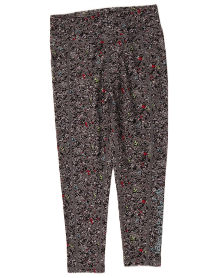 Reebok Girls Leggings 10-11 Years Large Grey Floral Polyester