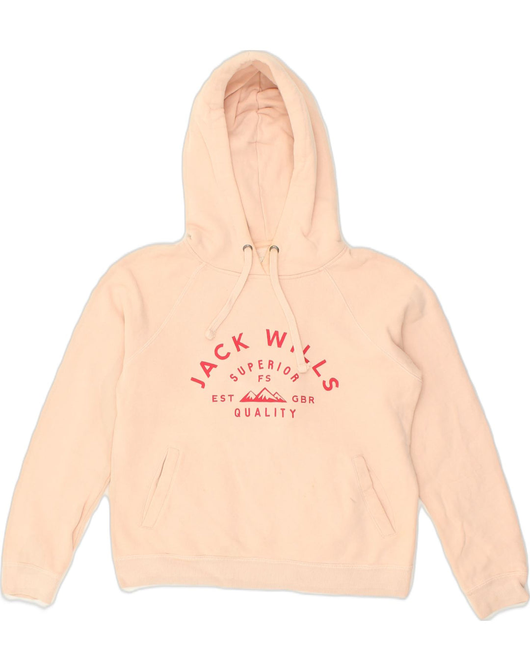 JACK WILLS Womens Graphic Hoodie Jumper UK 10 Small  Beige Cotton | Vintage Jack Wills | Thrift | Second-Hand Jack Wills | Used Clothing | Messina Hembry 