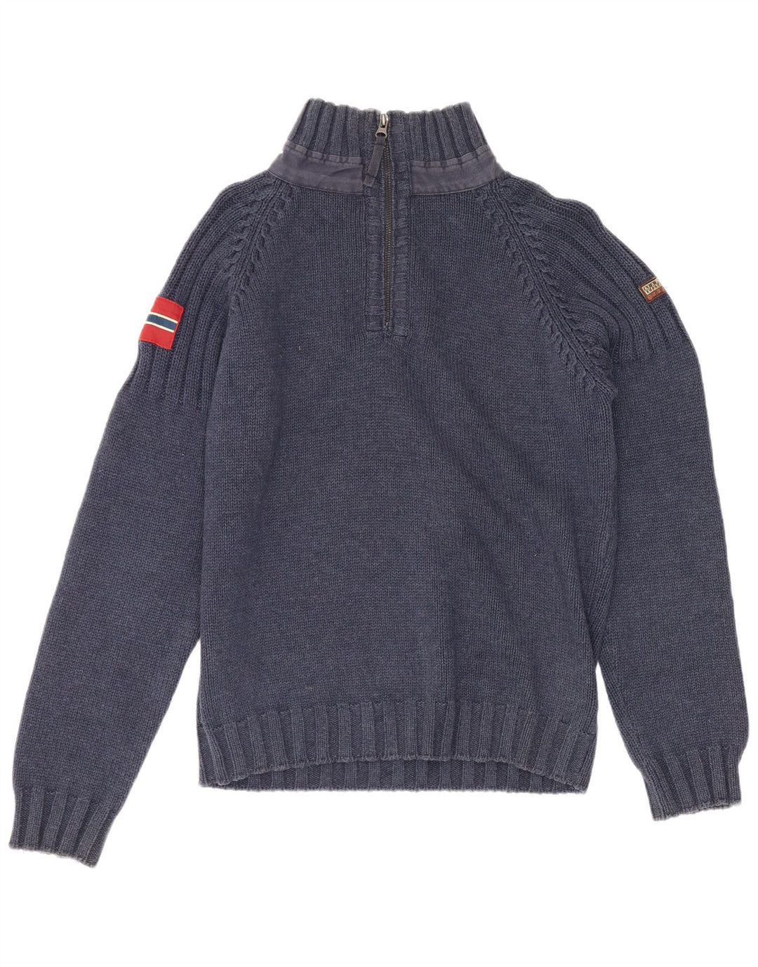 Napapijri Mens Zip Neck Jumper Sweater Small Blue Acrylic