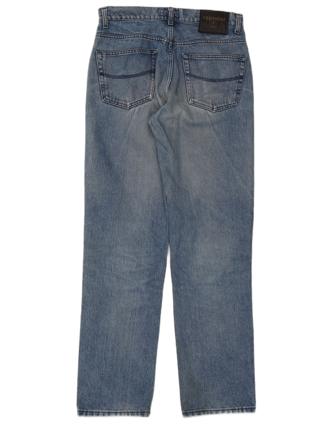 Valentino Mens Straight Jeans W33 L33 Blue Cotton