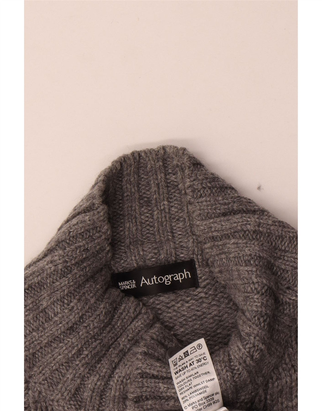 Marks & Spencer Herre Autograph Button Neck Jumper Sweater Large Grå