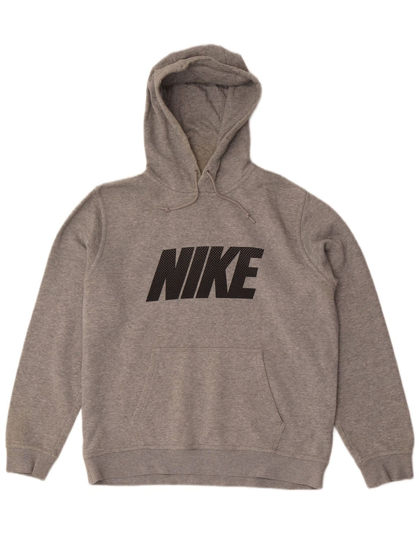 Męski sweter z kapturem Nike z grafiką, duży, szary, bawełniany
