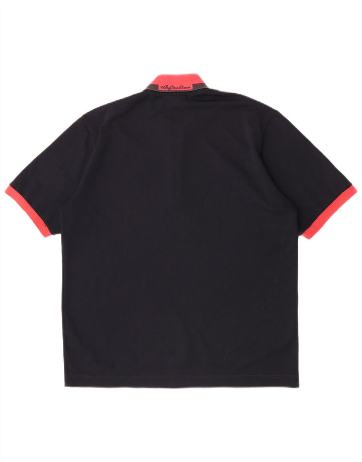 AUSTRALIAN L'ALPINA Mens Rugby Polo Shirt IT 50 Medium Black Polyester