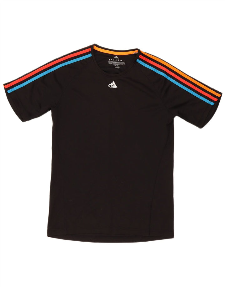 Adidas Mens Climalite T-Shirt Top Small Black Colourblock Polyester