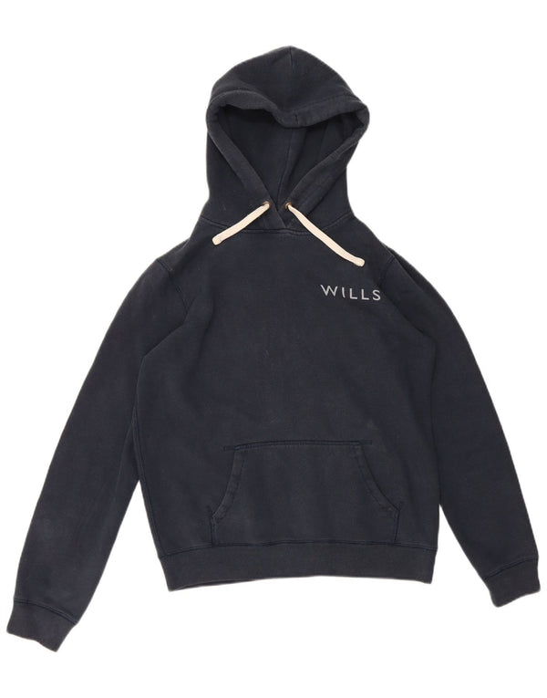 Maglione con cappuccio oversize grafico da donna Jack Wills UK 10 piccolo blu navy
