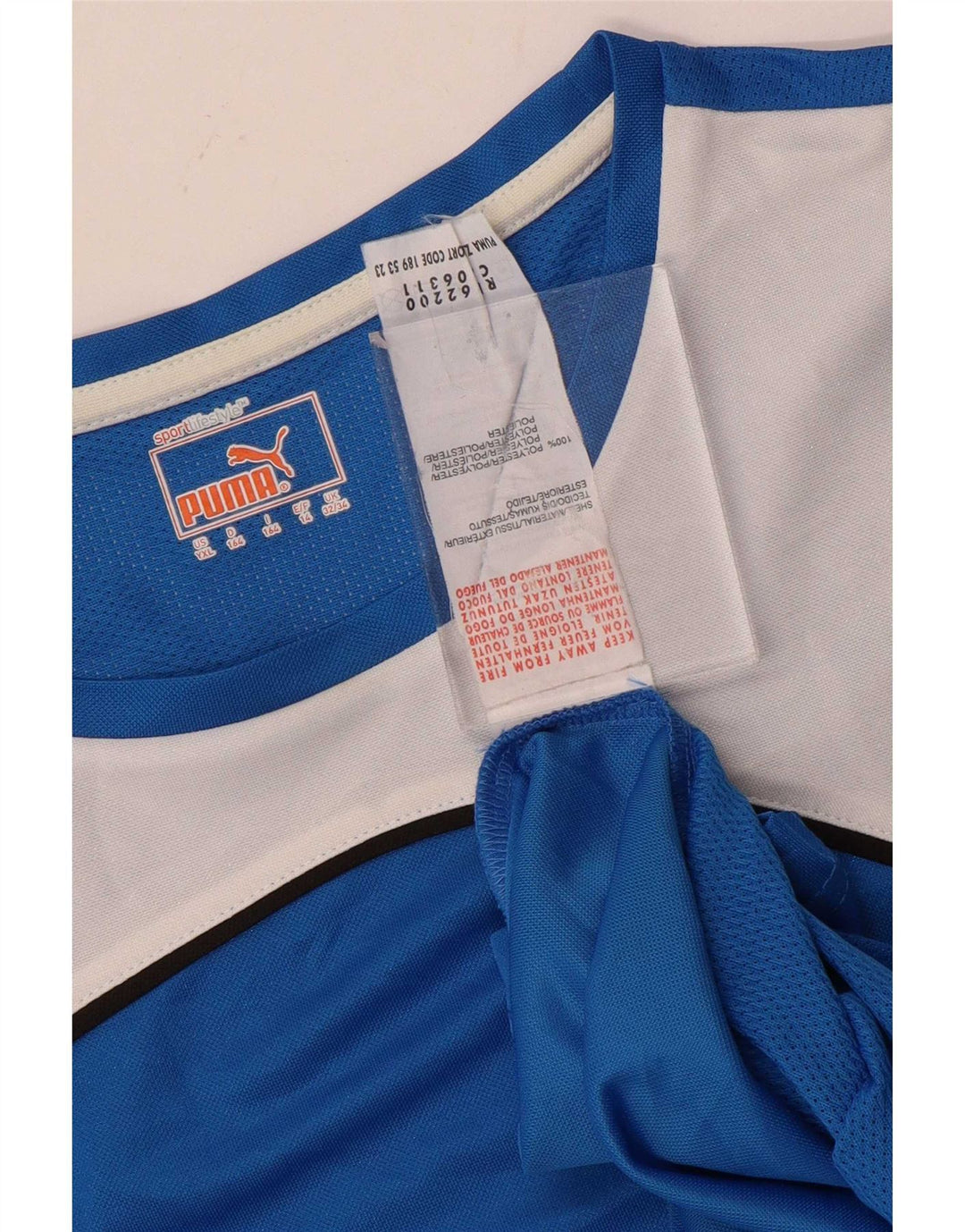 Puma T-Shirt für Jungen, 13–14 Jahre, blaues Colourblock-Polyester