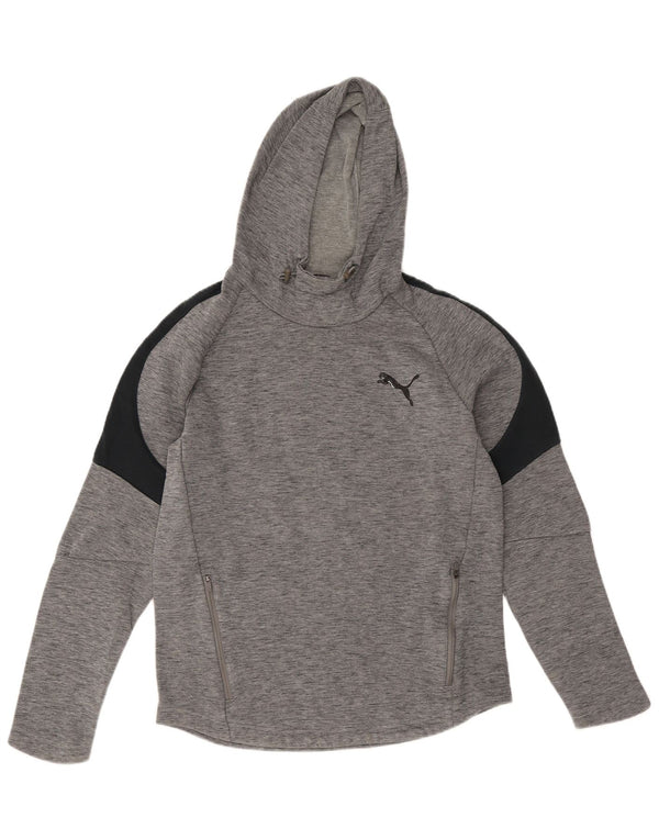 Puma Mens Hoodie Jumper Small Grey Colourblock Cotton