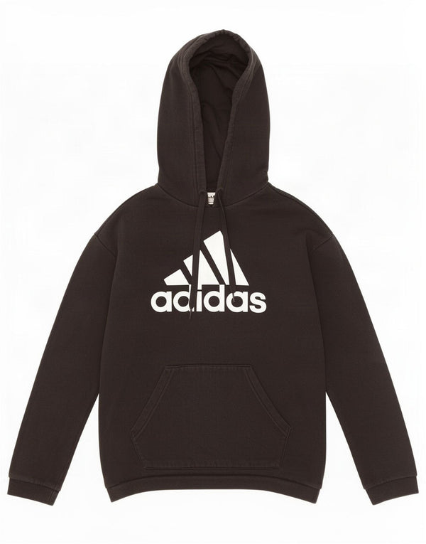 Felpa con cappuccio oversize grafica Adidas da donna UK 4/6 XS cotone nero
