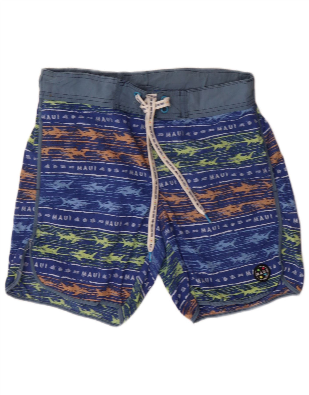 MAUI AND SONS Mens Swimming Shorts Small Blue Striped Polyamide