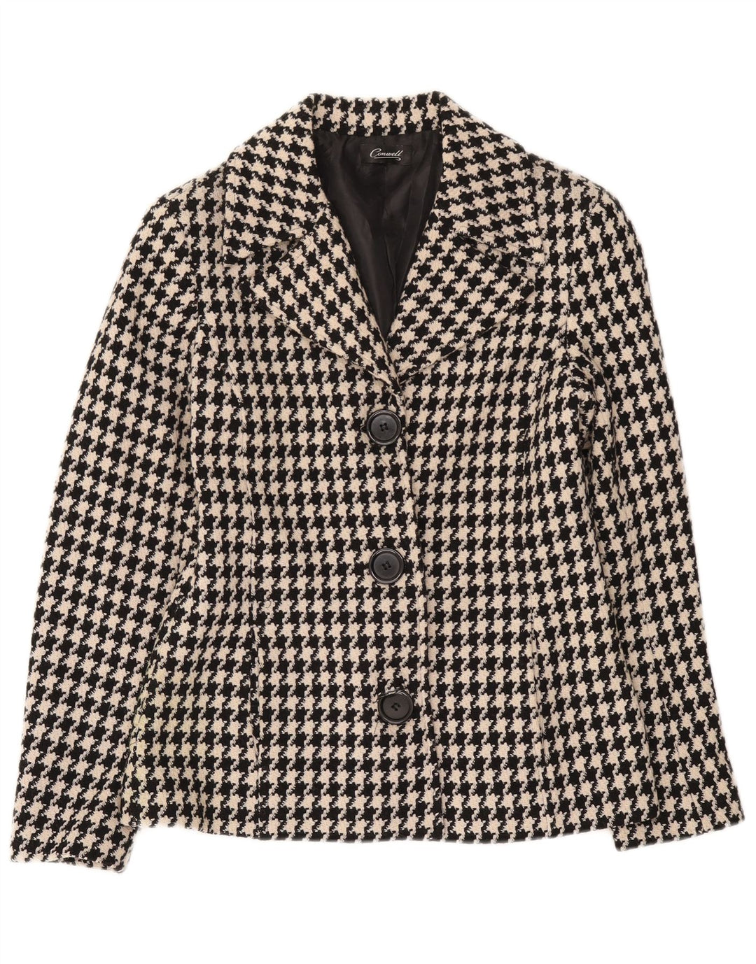 Conwell Womens 3 Button Blazer Jacket UK 8 Small Black Houndstooth