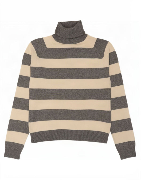Maglione corto da donna Zara con collo alto UK 10 piccolo cotone a righe grigie