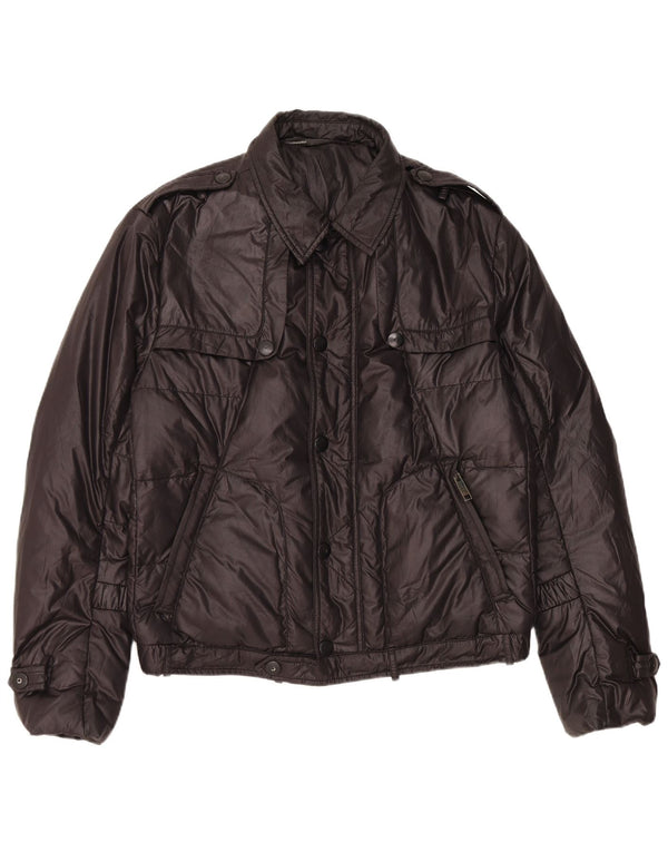 Vintage férfi katonai bélelt dzseki IT 52 XL fekete poliészter