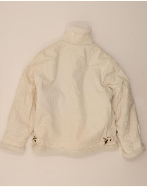 VINTAGE Chaqueta Sherpa de mezclilla para hombre Reino Unido 40 Algodón blanco grande