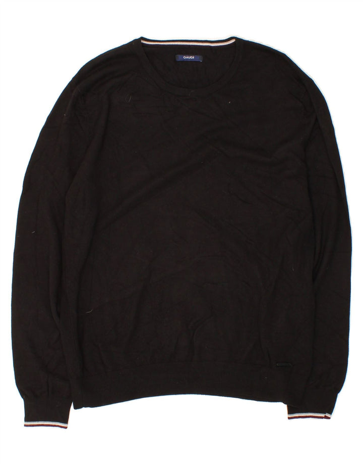 GAUDI Mens Crew Neck Jumper Sweater Medium Black Viscose Vintage Gaudi and Second-Hand Gaudi from Messina Hembry 