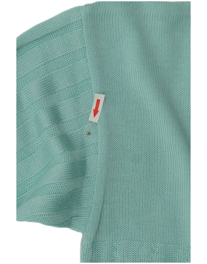 Vintage Mens Polo Neck Jumper Sweater Medium Turquoise