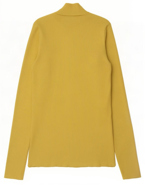 Zara Mujer Top Manga Larga UK 8 Small Poliamida Amarillo