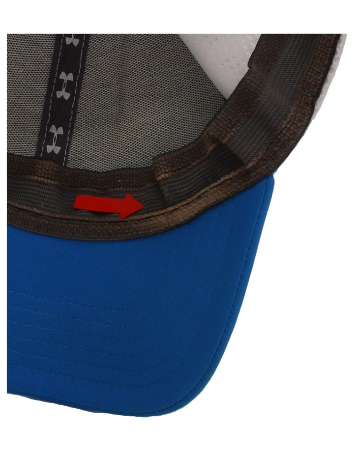 UNDER ARMOUR Mens Graphic Baseball Cap Large/XL Blue Colourblock Polyester Vintage Under Armour and Second-Hand Under Armour from Messina Hembry 