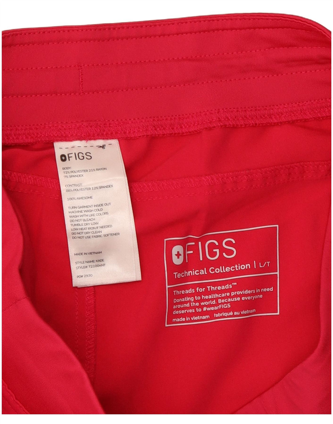 Figs Womens Straight Cargo Trousers Large W32 L32 Pink Polyester
